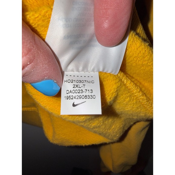 Nike Sportswear Club Fleece Hoodie Yellow Mens 2XL Tall DA0023-713 Pullover - Picture 4 of 7